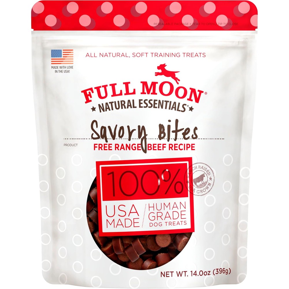 Full Moon All Natural Human Grade Dog Treats Essential Beef Savory Bites 14 Ounce