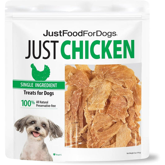 JustFoodForDogs Single Ingredient Healthy Dog Treats And Dog Snacks Human Grade Chicken Breast 5 Ounces