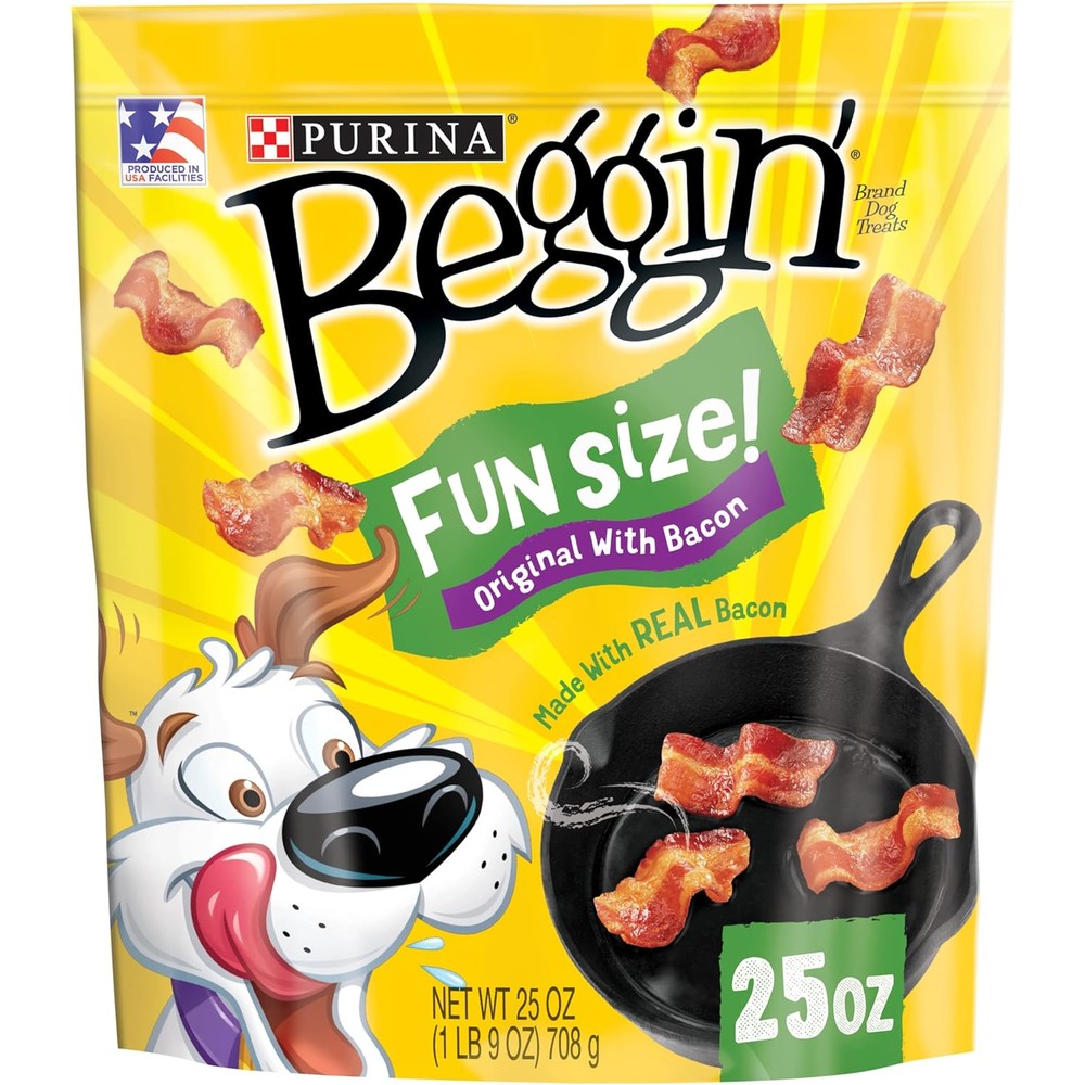Purina Beggin' Fun Size Original With Bacon Flavor Real Meat Dog Treats 25 Ounce Pouch