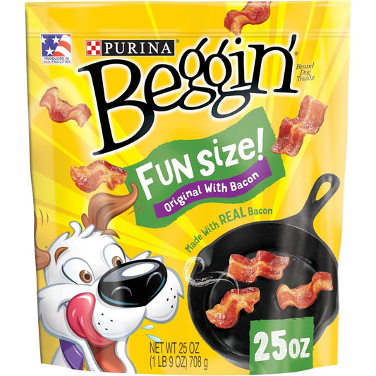 Purina Beggin' Fun Size Original With Bacon Flavor Real Meat Dog Treats 25 Ounce Pouch