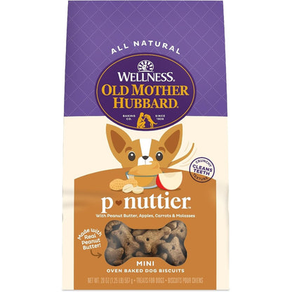 Old Mother Hubbard Wellness P-Nuttier Dog Biscuits Natural Oven Baked Training Treats Peanut Butter Flavor Mini Size 20 Ounce Bag