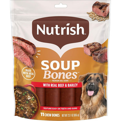 Rachael Ray Nutrish Soup Bones Premium Dog Chews With Real Beef And Barley Rawhide Free Long Lasting Dog Treats Eleven Count