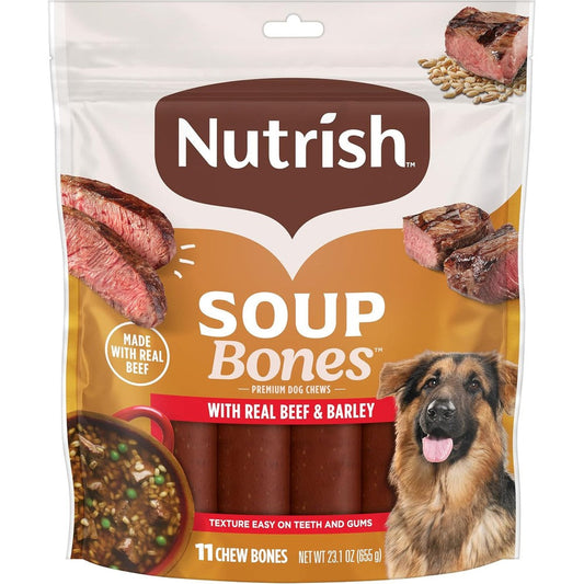 Rachael Ray Nutrish Soup Bones Premium Dog Chews With Real Beef And Barley Rawhide Free Long Lasting Dog Treats Eleven Count