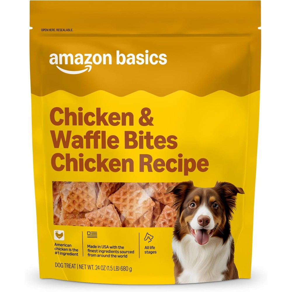 Amazon Basics Dog Treats Chicken And Waffle Bites Soft And Chewy Treats For All Life Stages 24 Ounce