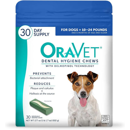 OraVet Dental Chews For Small Dogs Ten To Twenty Four Pounds Blue Pouch Thirty Count