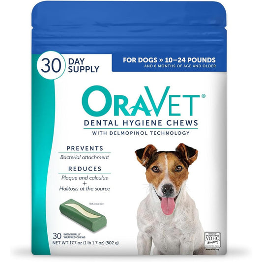 OraVet Dental Chews For Small Dogs Ten To Twenty Four Pounds Blue Pouch Thirty Count