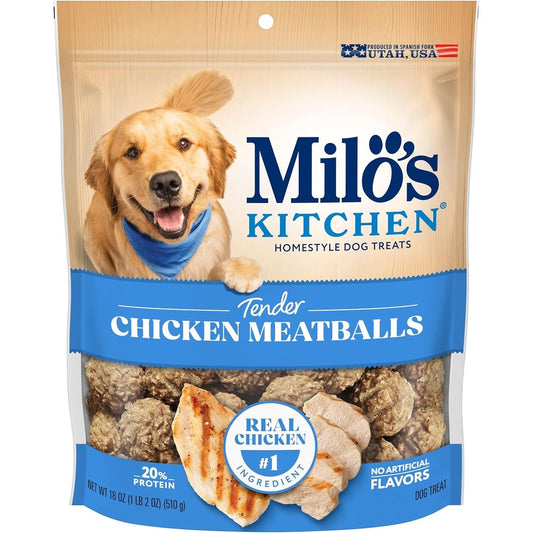 Milo's Kitchen Chicken Meatballs Dog Treats Homestyle Tender Soft And Chewy Treats 18 Ounce