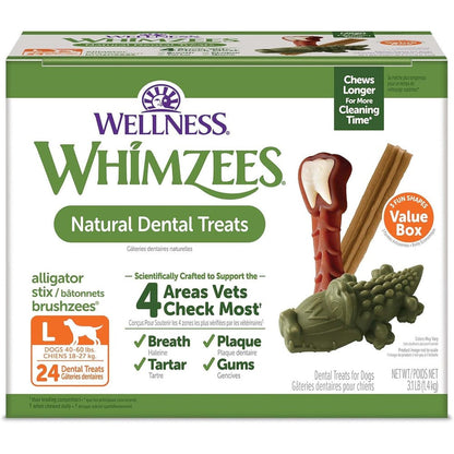Wellness Whimzees Value Pack Natural Dog Dental Treat Chews Large Size Fifty Point Nine Ounce Box Twenty Four Count
