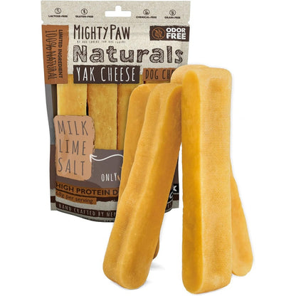 Mighty Paw Yak Cheese Dog Chews All Natural Long Lasting Hard Treats For Aggressive Chewers Large Size 4 Pack