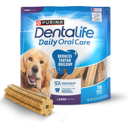 Purina DentaLife Daily Oral Care Large Dog Dental Chews Chicken Flavor Wholesome Daily Treats 20.7 Ounce Pouch 18 Count