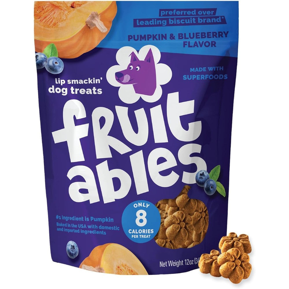 Fruitables Baked Dog Treats Low Calorie Pumpkin And Blueberry Flavor Healthy Dog Biscuits Twelve Ounce