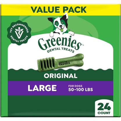 Greenies Original Large Dog Dental Care Treats Veterinarian Recommended Natural Dog Chews Original Flavor 36 Ounce Pack 24 Count
