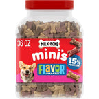 Milk-Bone Flavor Snacks Mini's Dog Biscuits Flavored Crunchy Dog Treats In Beef Chicken And Bacon Flavors 36 Ounce Canister