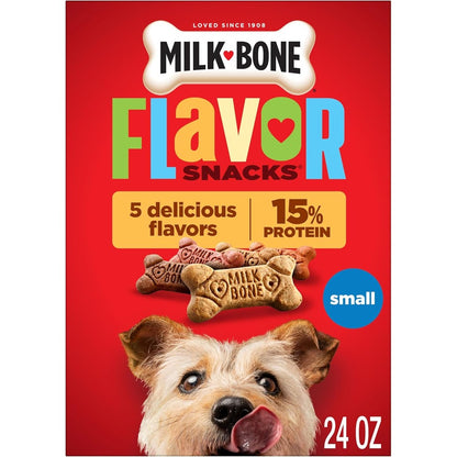 Milk-Bone Flavor Snacks Small Dog Biscuits Flavored Crunchy Dog Treats 24 Ounce Box