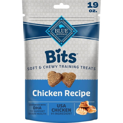 Blue Buffalo Bits Chicken Soft And Chewy Dog Treats Heart Shaped Training Rewards Enhanced With DHA Nineteen Ounce Bag