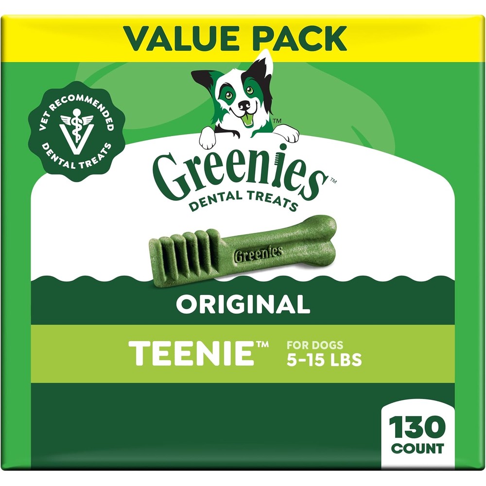 Greenies Veterinarian Recommended Adult Natural Dental Dog Treats Teenie Size Original Flavor Value Tub Thirty Six Ounce One Hundred Thirty Count