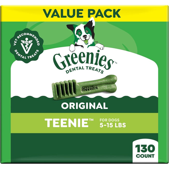Greenies Veterinarian Recommended Adult Natural Dental Dog Treats Teenie Size Original Flavor Value Tub Thirty Six Ounce One Hundred Thirty Count