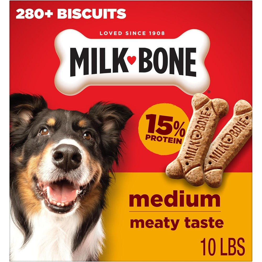Milk-Bone Original Dog Treats Biscuits For Medium Sized Dogs Over 20 Pounds Crunchy Dental Care Bones 10 Pound Box