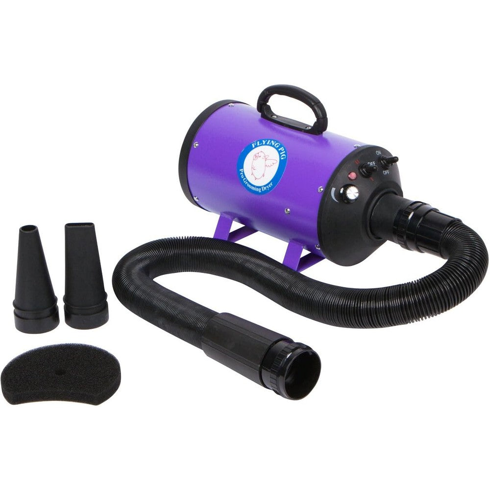 Flying Pig Grooming One High Velocity Dog Pet Grooming Dryer With Heater 4.0 Horsepower Motor Purple Model