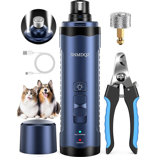 SNMDQZ Dog Nail Grinder And Clipper Grooming Kit With 2 LED Lights Rechargeable Electric Pet Nail File For Small Medium And Large Dogs And Cats