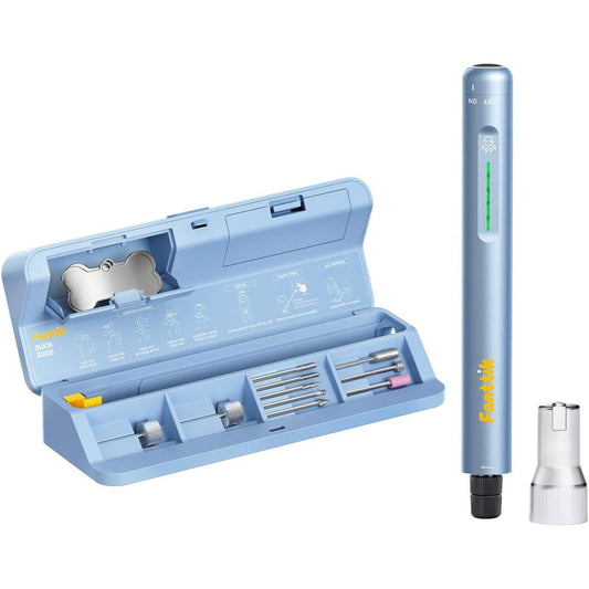 Fanttik F2 Master Pet Dog And Cat Nail Grinder With LED Light, 5-Speed Variable Grooming Tool Kit, Blue