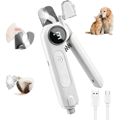 Vtopvmax 2-In-1 Electric Dog Nail Clipper And Grinder With LED Light And Splash Guard For Small Medium And Large Dogs And Cats White