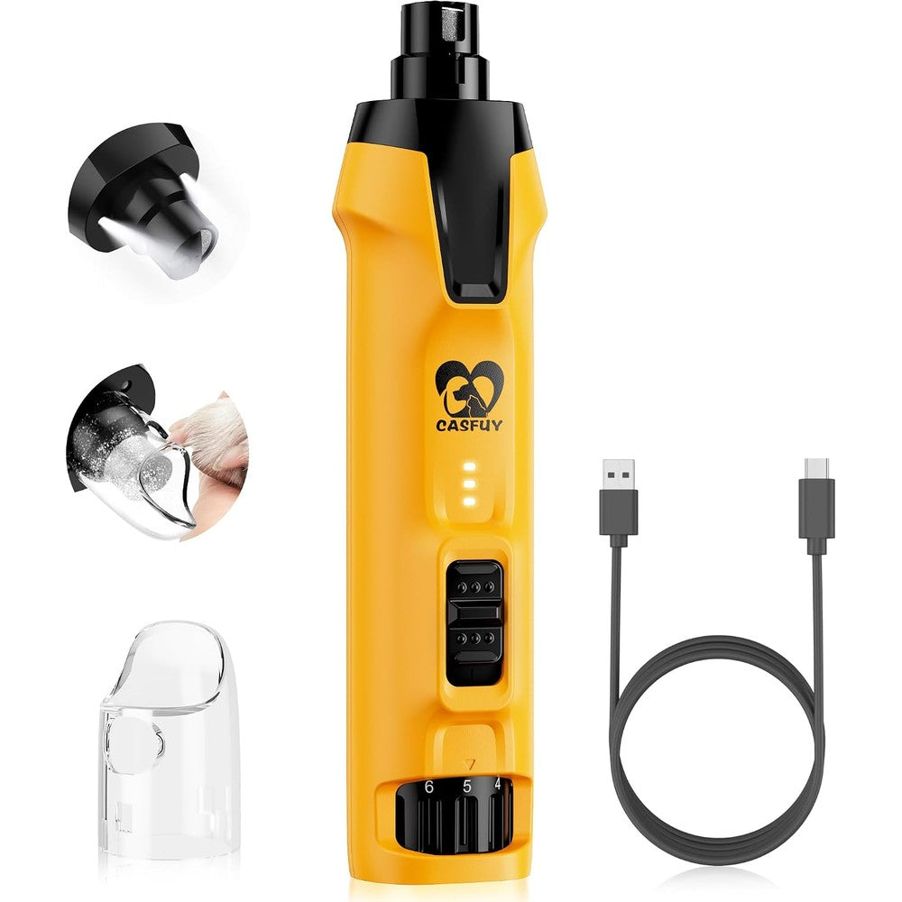 Casfuy 6-Speed Dog Nail Grinder With Dual Led Lights And 4.8V Motor For Large Medium And Small Pets