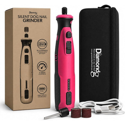 Diamondg Cordless Dog Nail Grinder With Quiet Sound And Led Tip For Large And Small Dogs 4 Hour Runtime Electric Nail Trimmer Pink