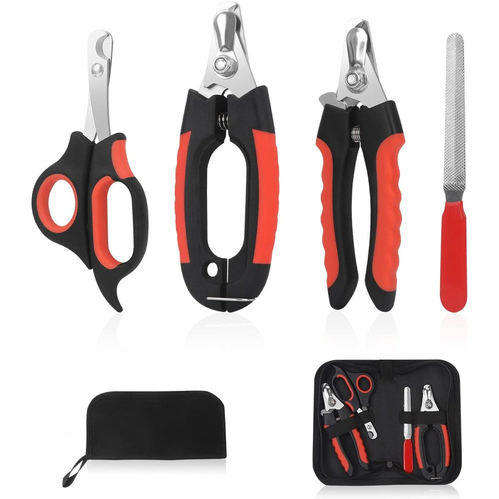 Bretheil Dog Nail Clippers Trimmer Set Professional Pet Grooming Kit With Safety Guard Stainless Steel Blades Nail File And Storage Case