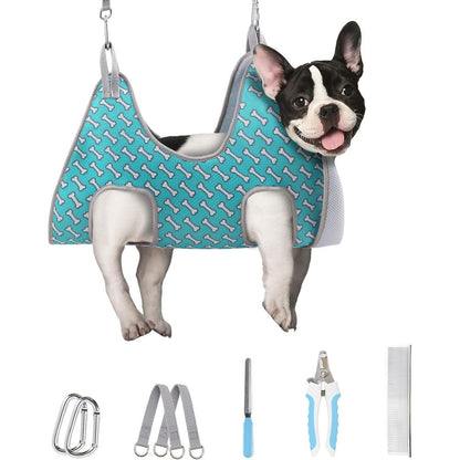 Supet Dog Grooming Hammock Harness For Dogs And Cats, Breathable Pet Relaxation Sling For Nail Trimming And Bathing, Coral Blue, Small