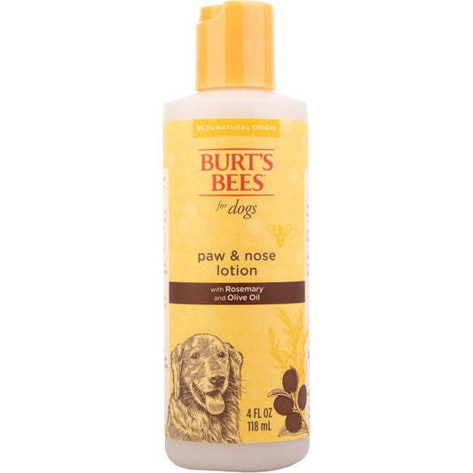Burt's Bees For Pets Dog Paw And Nose Lotion With Rosemary And Olive Oil Moisturizing Treatment For Dry Cracked Skin Four Fluid Ounces