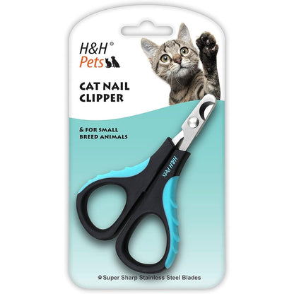 H&H Pets Professional Cat Nail Clipper And Small Animal Claw Trimmer With Stainless Steel Blades And Ergonomic Non Slip Handle