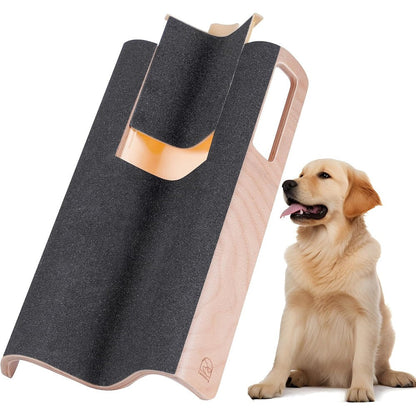LovIntry M-Shaped Dog Nail Scratch Pad With Treat Box For Large Dogs, Durable Wooden Nail File Toy For Stress-Free Grooming, Size Large
