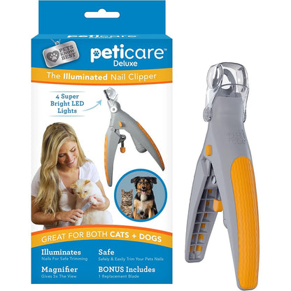 Pets Know Best Peticare Illuminated Dog And Cat Nail Clipper With Led Light And 5x Magnification For Safe Precise Trimming