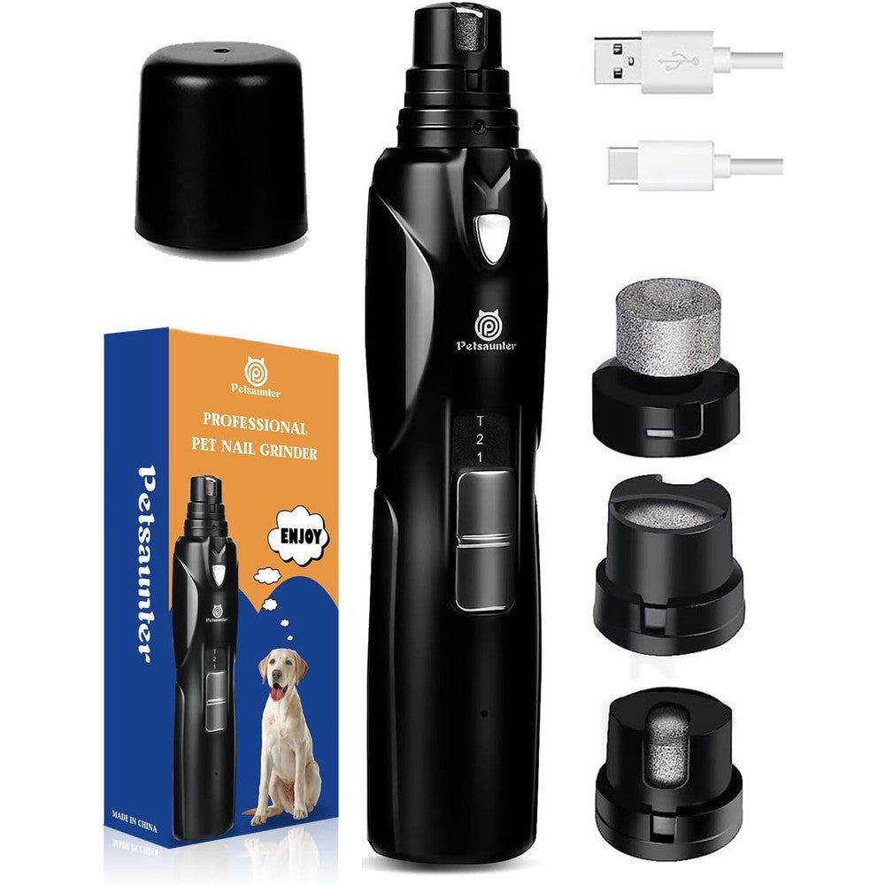 Petsaunter Dog Nail Grinder With Two Speed Settings And LED Light For Safe Pet Grooming And Precise Claw Trimming For Dogs And Cats