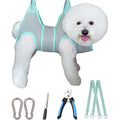 Kkiimatt Dog Grooming Hammock Harness For Small Dogs Silver Gray With Thick Neck Support And Professional Nail Trimming Grooming Tool Kit