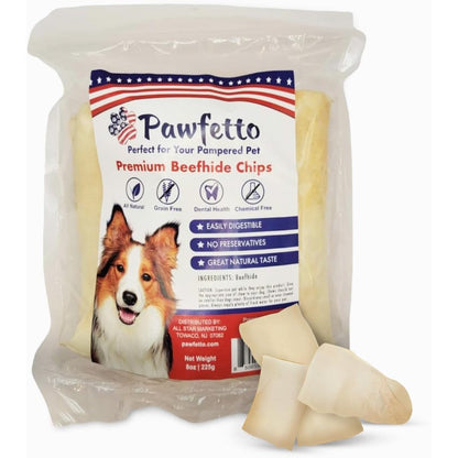 Real Hide Pawfetto Premium Beefhide Chips Long Lasting Natural Flavor Dog Chew Treats Easy To Digest Grain Free Dental Care Snacks 8 Ounce Pack