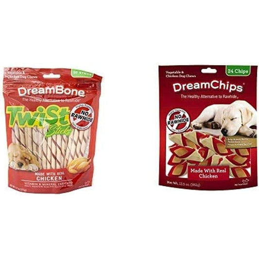 DreamBone Twist Sticks Rawhide Free Dog Chews With Real Chicken And Wholesome Vegetables Fifty Count