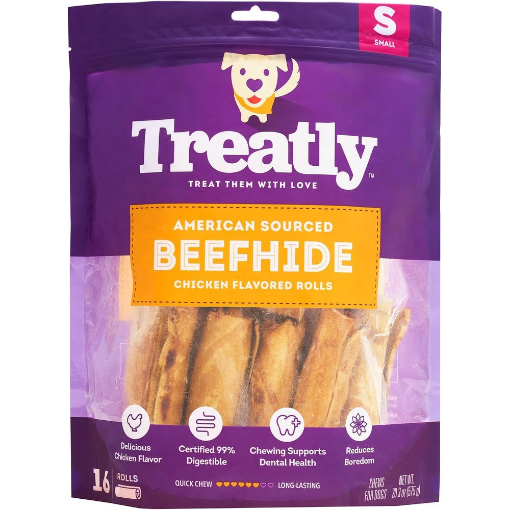 Treatly American Sourced Beefhide Chips Dog Chew Treats Chicken Flavor Premium Digestible Rawhide Shavings For Dogs Pack Of 1 22 Ounce