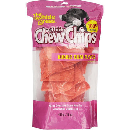 The Rawhide Express Bubble Gum Flavored Strips And Chips Beefhide Dog Chew One Pound Bag