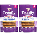 Treatly USA Beefhide Chip Rolls Five To Six Inch Dog Chew Treats Peanut Butter Flavor Premium Sourced From American Cattle Twenty Count Two Pack