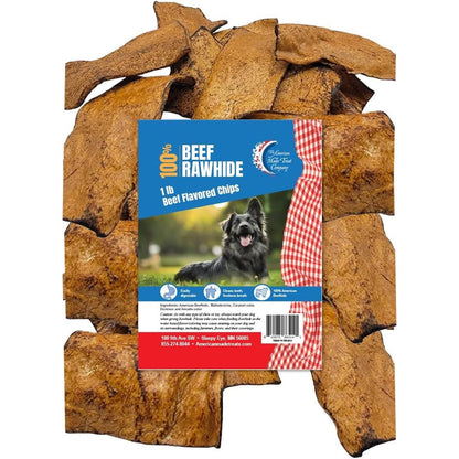The American Made Treat Company Beefhide Chews Beef Flavor Rawhide Chips For Dogs 1 Pound