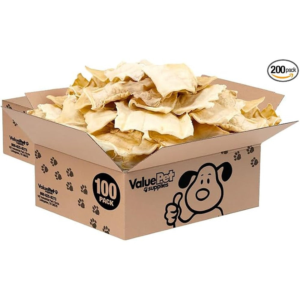 ValueBull USA Rawhide Chips Bulk Pack Natural Beef Hide Long Lasting Dog Chews 200 Count