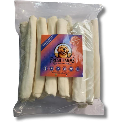 Fresh Farms Natural Rawhide 9-10 Inch Rolls Value Pack Single Layer Premium Cut Long Lasting Dog Chews 20 Count