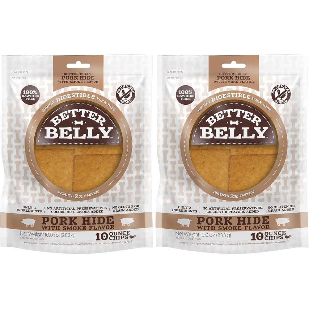 Better Belly Highly Digestible Rawhide Chips Chews Smoke Flavor Dog Treats Grain Free Ten Ounce Pack Of Two