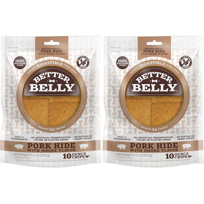Better Belly Highly Digestible Rawhide Chips Chews Smoke Flavor Dog Treats Grain Free Ten Ounce Pack Of Two