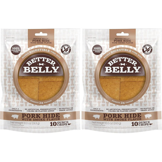 Better Belly Highly Digestible Rawhide Chips Chews Smoke Flavor Dog Treats Grain Free Ten Ounce Pack Of Two
