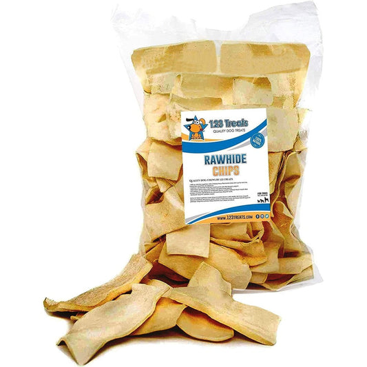 123 Treats Natural Rawhide Chips For Dogs Smoked Flavor Beef Rawhide Dog Chews Long Lasting Dental Health Treats 5 Pounds
