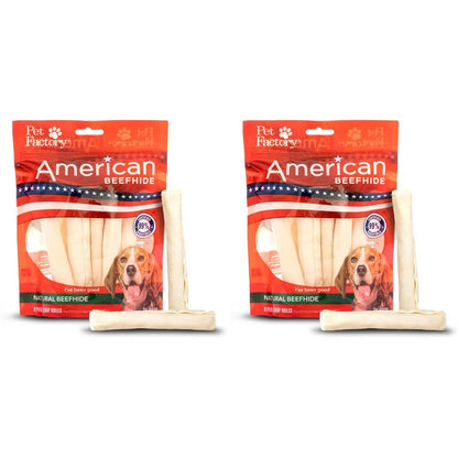 Pet Factory American Beefhide Five Inch Chip Rolls Dog Chew Treats Natural Flavor Sixteen Count Two Pack