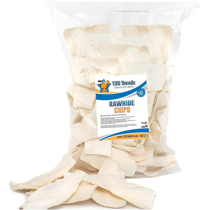 123 Treats Rawhide Chips Premium Dog Chews From Natural Grass Fed Livestock Smoked Flavor Long Lasting Dental Care Treats For Dogs Two Pounds